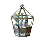 GIG Handicrafts Modern Brass & Glass Metal Geometric Terrarium Tilted Cube Table Top Planter Table Decor Table Planter (19 cm x 19 cm x 30 cm)