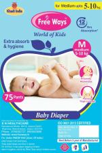 Freeways Khadi India Premium Care Baby Diaper Medium Size - M (75Pieces)