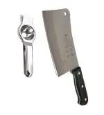 URBAN BUY Stainless Steel Lemon Squeezers With Stainless Steel Black Handle Meat Chapper and Multicolour, (Pack of 2)
