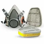 3M Half Facepiece Reusable Respirator 6200 - pack of 1 & Organic Vapor Acid Gas Cartridge 6003 - set of 2 | combo pack | Comfortable, Reusable & Breathable Design, Filtration, Air Compatible, Protect with Airborne Particles