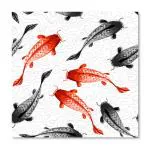 amatina Red & Black Oriental Finned art Canvas Painting - 60X60 Inch