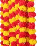 PARTY MIDLINKERZ Fluffy and Beautiful Plastic Marigold Garland Artificial Flowers 60 inch (Pack of 5)