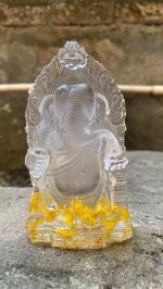 RITUALISTIC Vighnaharta Ganesh Ganesh Ji Sphatik Crystal Quartz for Worship Home/Office.
