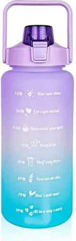 Searegal Portable Wide Mouth Bottle 2000 Ml Bottle With Drinking Glass (Pack Of 1, Multicolor, Plastic, Silicone)