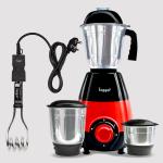 Fogger Smasher 750 W Mixer Grinder (3 Jars, Red & Black) & 1000 W Regular immersion Heater Rod (Black)