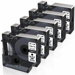 HAIDERY HARDWARE AUTM Neouza Multicolor 45013 S0720530 Labeling Tape D1 Label Cassette for DYMO, Split Back Easy Peel Adhesive label tape black on white tape cartridge for dymo printer (12m x 7m) (Pack of 5)