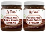 La Casa Sugar-Free Dark Chocolate Spread | Stevia Based | All Natural | Combo of 2 | 2x350g |