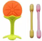 Enorme Silicone Orange Fruit Shape Teether with Dumbler / Sticks Teether For Babies