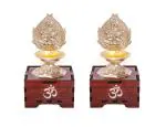 Solarbasket Battery Operated Light Silver Coated Laxmi Gifting Diva For Pooja,LED Wicks Jyoti Aarti Niranjan/Deepak