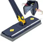 ECOVISTA 360 degree rotating floor cleaning mop with self-wringing flat mop head, microfiber cloth, and adjustable handle for wet and dry cleaning - ideal for hardwood, tile, and laminate floors-1pc