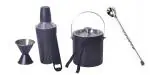 Dynore Stainless Steel 6 Pcs Black Bar Set Small- Cocktail Shaker 500ml, Ice Bucket 1000 ml, Peg Measure 30/60 ml, Bottle Opener, Bar Spoon, Ice Tong