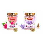 SHYAM CHARAN Dhoop Cones of Combo of Rose and Lavender Fragrances for Health, Wealth and Happiness, Ideal for Puja/Prayer/Worship(280 Cones)
