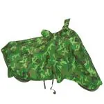 Hyaktairs-Benling India Aura BS6-Dustproof & Water Resistant Bike Body Cover With Mirror Pockets & Lock Belt (Green Multi-Jungle)