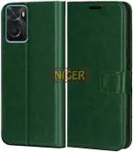 Niger Oppo K10 Green Artificial Leather Scratch Resistance Vintage Mobile Flip Cover with Holder (12717)