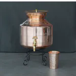 Indian Bartan Copper Water Dispenser With Glass 10L