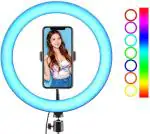 Webilla 10 Inch Selfie Rgb Led Ring Light Dimmable With 21 Colours And Shutter