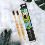 The Mouth Company Kids Bamboo Toothbrush with BPA-Free Charcoal Activated Soft Bristles, Biodegradable, Eco-Friendly Wooden Handle (Pack of 2)