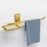 Plantex 304 Grade Stainless Steel Soap Dish with Napkin Ring/Soap Stand/Soap Holder/Napkin Holder/Towel Hanger for Bathroom/Bathroom Accessories - Pack of 1 (Crystal, PVD Gold)