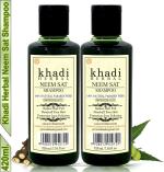 Khadi Herbal Neem Sat Shampoo, Herbal Shampoo, Khadi Shampoo, Anti-Dandruff, Anti-Hair Fall, Color Protection, Damage Repair, Nourishment and Miniaturization 420ml (Pack of 2)