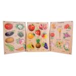 BUMTUM Wooden Flower, Vegetables & Fruits Board Puzzle Games With Knob | Educational Learning Toys Board For Kids 3+ Years (Set of 3, Multicolour)