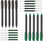 Pentel EnerGel 0.7MM Roller Gel Pen | Quick Dry Ink For Smudge-Free Writing | Ink Colour - 5 Green and 5 Black | Pack of 10 Pens and 10 Refills