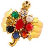 Vridaann Ratan Bazaar Men Gold Plated Stone Navratan Rings