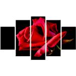 RAC Set of 5 Red Rose Print UV Textured Home Decorative Gift Item MDF Panel Painting 18 Inch X 32 Inch-141