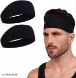 GYMGALAXY Workout Headband for Women & Men Wide, Moisture Wicking & Non-Slip Exercise Hairband or Sports Sweatband Keep Your Hair in Place ,Performance Stretch & Ideal for Running & Yoga Head Band Head Band (Black)