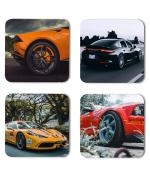 Whats Your Kick Car Lover Beautiful Cars Printed Set of 4 Coaster With Metal Stand