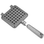 FlamboMart Non-Stick Waffle Maker Pan Press Plate Cooking Baking Tool with Long Handle, Low Power Consumption for Fuel Gas Stove (Black)