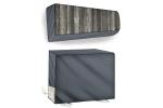 The Furnishing Tree Grey No135 PVC Wooden Indoor And Outdoor AC Cover Set For 2 Ton Bluestar YLU 25.4 X 110.5 Cm (Pack Of 2)