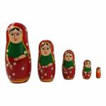 Channapatna Toys Wooden Matryoshka Russian Nesting Dolls Set Indian Women for Kids (2 years+) - 6 Inch Multicolor - set of 5 pcs - Improves Hand Eye Coordination and Fine Motor Skills