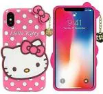 UNILORD iPhone X Pink Rubber Screen Protector 3D Cute Hello Kitty Back Case Cover