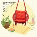 Curio Centre Red Round Cotton Rope Hanging Swing Chair with L-Cushion & Accessories 145 x 57 x 43 cm