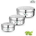 Chakmak Silver Steel Utility Container (pack of 3) 200 ml, 300 ml, 350 ml