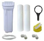 BIOTIC WATER Pre Filter Housing Kit with 02 PP Spun Filter, Leakeage Free External Outer RO Pre Filter Kit Set for Water Purifier with Pipe, Teflon Tape and Elbows, Complete RO Filter Service Kit