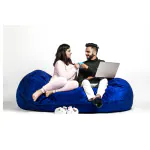 ink craft 6ft Bean Bag Chair, Velvet Jumboo Size Beanbag cover only, for Indoor Living Room, Cushion Lounger, Office & Home for Adults (6 Ft, Blue)