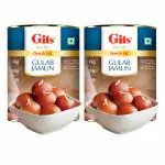 Gits Open & Eat Gulab Jamun, 16 Pieces Per Can, Mouth-Watering Indian Mithai, 2Kg (Pack of 2, 1Kg Each)