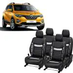 AUTO-SAFE Black, Silver PU Leather Car Seat Cover for Renault Triber