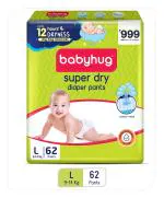 EURO Babyhug Super Dry Baby Diapers Pants Large 62s Pack - Soft Diapers Pants(Pack of L 62 Pcs) (9-14 Kg)