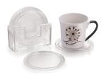 Sonal - Tea Style Coaster (Clear) - Set of 6 Coasters with Coaster Stand | Best fit for Tea Cups, Coffee Mugs and Glasses (Tea Style_Clear)