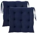 Kuber Industries Navy Blue Microfiber Chair Pad Seat Cushion (18 x 18 inch) (pack of 2)
