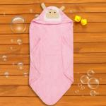 Baby Moo Sheep Pink Hooded Towel