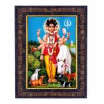 Hawai Lord Dattatreya Wooden Religious Photo Frame for Worship Use SFDI473BLKFRM 8.5x7 inch