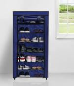 URBAN CHOICE 7 Layers Collapsible Wardrobe for Clothes with Side Pocket (Blue)