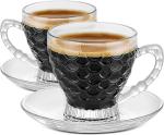 GRETZOMALL Pack of 12 Crystal Bubble Glass Tea & Coffee Cups | Elegant Clear Cup and Saucer Set for Stylish Dining | Perfect for Tea Parties and Everyday Use