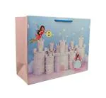 Tasche Multicolor Paper Castle Design Window Printed Gift Bags For Gifting Presents (10 x 12.5 x 5 Inch) Pack Of 25
