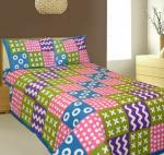 AJ Home Multicolor Printed Cotton Double Size Bedsheet with Pillow Cover (250 cm x 220 cm)