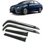 Kingsway Car Wind Deflectors Rain Guard Window Visor for Maruti Suzuki Ciaz 2018, 2019, 2020, 2021, 2022, 2023, 2024, 2025 Model, Car Door Visor with Chrome Lining Online India, Car Sun Shades