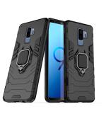 TRIFTY Black Plastic Heavy Duty Shockproof Armor Kickstand Back Case Cover with Ring Holder for Samsung Galaxy S9 Plus